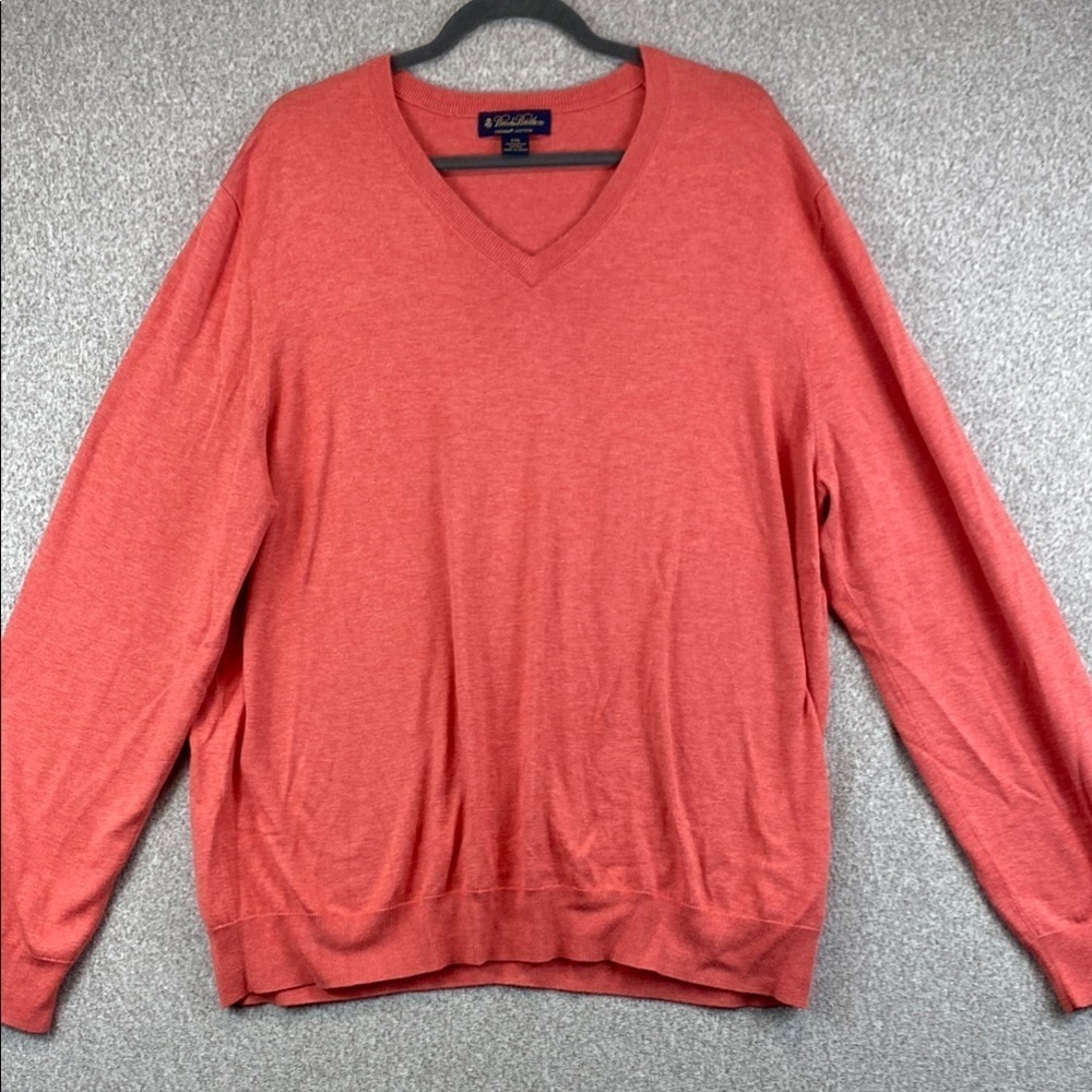 Brooks Brothers Supima cotton sweater XXL salmon super soft V-neck golf preppy